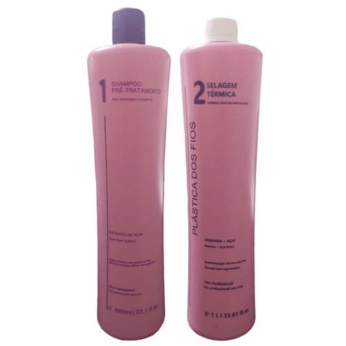 Ficha técnica e caractérísticas do produto Kit Shampoo Pré-Tratamento + Selagem Térmica Plástica dos Fios 2x1L