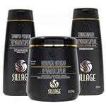 Ficha técnica e caractérísticas do produto Kit Shampoo Premium Condicionador e Máscara Reparador Capilar - Sillage