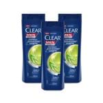 Kit 3 Shampoos Anticaspa Clear Men Controle e Alívio da Coceira 200ml - Leve 03 Pague 02