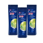 Ficha técnica e caractérísticas do produto Kit 3 Shampoos Anticaspa Clear Men Controle e Alívio da Coceira 400ml - Leve 03 Pague 02
