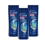 Ficha técnica e caractérísticas do produto Kit 3 Shampoos Anticaspa Clear Men Ice Cool Mentol 200ml