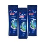 Ficha técnica e caractérísticas do produto Kit 3 Shampoos Anticaspa Clear Men Ice Cool Mentol 400ml - Leve 03 Pague 02