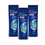 Ficha técnica e caractérísticas do produto Kit 3 Shampoos Anticaspa Clear Men Ice Cool Mentol 400ml