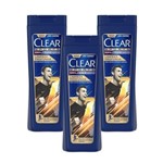 Ficha técnica e caractérísticas do produto Kit 3 Shampoos Anticaspa Clear Men Limpeza Profunda 400ml