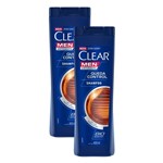 Ficha técnica e caractérísticas do produto Kit 2 Shampoos Clear Men Anticaspa Queda Control 400ml