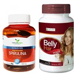 Kit Spirulina 1550mg + Belly Hair 500mg 60 Cápsulas cada Natural Green