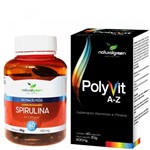 Ficha técnica e caractérísticas do produto Kit Spirulina 1100mg e Polyvit Vitamina de A-Z 500mg 60 Cápsulas Cada Natural Green