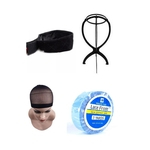 Ficha técnica e caractérísticas do produto Kit Suporte + Wig Cap + Hair Grip + Fita Azul Lace Front 3mt