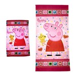 Ficha técnica e caractérísticas do produto Kit Toalha de Banho e Mão Peppa Pig Felpuda Infantil Personagens - Outras Marcas