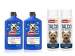 Ficha técnica e caractérísticas do produto Kit Tratamento Anti Pulga para Cachorro: 2 Shampoos Anti Pulgas e 2 Talcos Anti Pulgas para o Animal e Ambiente Sanol