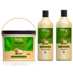 Kit tratamento capilar beltrat profissional (shampoo + cond 500ml + máscara 1,6kg) óleo de coco