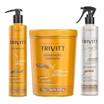 Kit Trivitt Reconstrução Segredo + Máscara Hidratação Intensiva 1kg + Cauterização 300ml