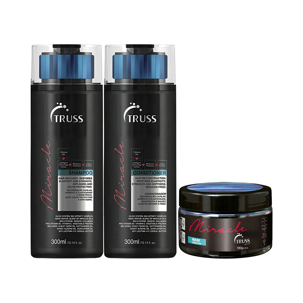 Ficha técnica e caractérísticas do produto Kit Truss Professional Miracle Shampoo 300ml + Condicionador 300ml + Máscara 180g