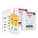 Ficha técnica e caractérísticas do produto Kit 2UN Dove Invisible Dry 150ml + 2 Pacotes 8UN Sabonete Dove + 2UN Shampoo Dove Eleo Micelar 200ml