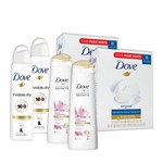 Ficha técnica e caractérísticas do produto Kit 2UN Dove Invisible Dry 150ml + 2 Pacotes 8UN Sabonete Dove + 2UN Shampoo Dove Liso Nutrido 400ml
