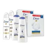 Ficha técnica e caractérísticas do produto Kit 2UN Dove Invisible Dry 150ml + 2 Pacotes 8UN Sabonete Dove + 2UN Shampoo Dove Reconstrucao 400ml