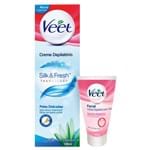 Ficha técnica e caractérísticas do produto Kit Veet Creme Depilatório Silk & Fresh Peles Delicadas 180ml + Creme Depilatório Facial 40ml