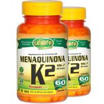 Ficha técnica e caractérísticas do produto Kit 2 Vitamina K2 Menaquinona mk7 60 cápsulas Unilife
