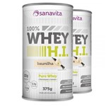 Ficha técnica e caractérísticas do produto Kit 2 Whey Protein 100 H.I Sanavita Baunilha 375g
