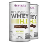 Ficha técnica e caractérísticas do produto Kit 2 Whey Protein 100 H.I Sanavita Cacau 375g