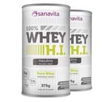 Ficha técnica e caractérísticas do produto Kit 2 Whey Protein 100% H.I Sanavita Neutro 375g