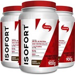 Ficha técnica e caractérísticas do produto Kit 3 Whey Protein Isofort Vitafor Chocolate 900g