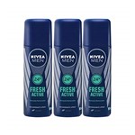 Ficha técnica e caractérísticas do produto Kit 3x90mL Nívea For Men Fresh Active Desodorantes Spray