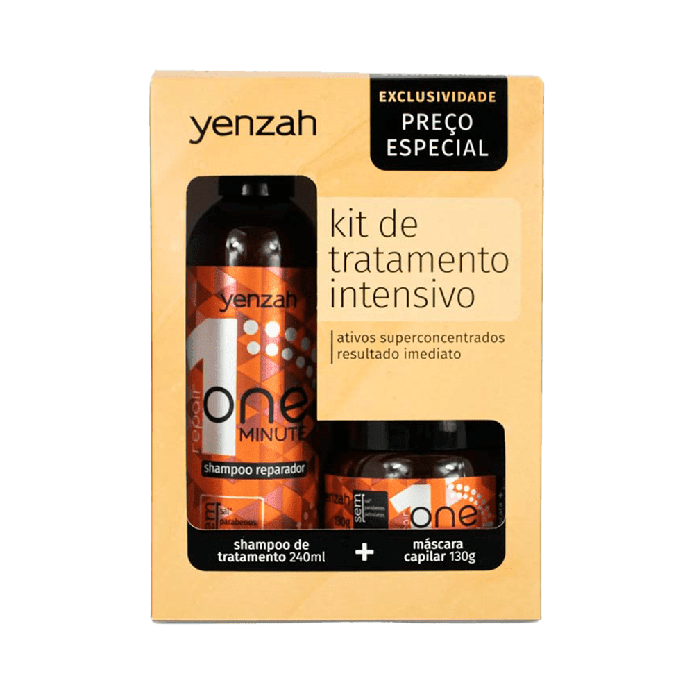Ficha técnica e caractérísticas do produto Kit Yenzah Shampoo 240ml + Máscara 130g One Minute
