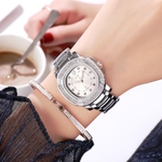 Ficha técnica e caractérísticas do produto Ladies watches Mulheres Luxo Analog Watch impermeável com pulseira de aço inoxidável para Escritório ocasional