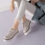 Ficha técnica e caractérísticas do produto Lady Grosso Heel PU Calçados Thicken Sole Rodada Toe Lace-up Casual sapatilhas esportivas