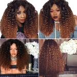 Ficha técnica e caractérísticas do produto Lady Mulheres Moda Gold Brown Gradient Curto Curls Cabelo Cosplay peruca festa