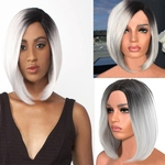 Ficha técnica e caractérísticas do produto Lady Mulheres Moda Gradiente cabelo curto reta Cosplay peruca festa
