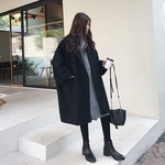 Ficha técnica e caractérísticas do produto Amyove Lovely gift Lady Outono-Inverno Brasão Moda Quente solto Oriente longa lapela Mulheres Jacket Overcoat