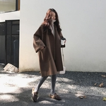 Ficha técnica e caractérísticas do produto Niceday Lady Outono-Inverno Brasão Moda Quente solto Oriente longa lapela Mulheres Jacket Overcoat