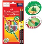 Ficha técnica e caractérísticas do produto Lápis de Cor 24 Cores Bicolor Faber Castell +Lápis Apontador e Borracha 132671