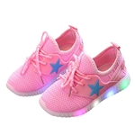 Ficha técnica e caractérísticas do produto Anti-derrapante Shoes Sole Crianças com estrela Decor radiante luminoso brilhante Baby Shoes Calçados Esportivos Children baby shoes