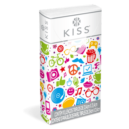 Ficha técnica e caractérísticas do produto Lenço de Papel Kiss Folha Tripla Pacote com 10 Unidades