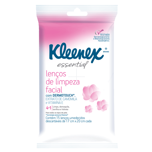 Lenço Limpeza Facial Kleenex Essential 15 Folhas