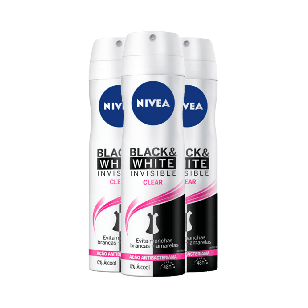Ficha técnica e caractérísticas do produto Leve 3 Pague 2 Desodorante Nivea Aerosol Invisible Black&White For Woman