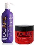 Live Life Tratamento Day By Day Studio Shampoo Hidratante 1L+Máscara Semi Di Lino e Manteiga de Karité 500gr - Loja