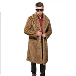 Ficha técnica e caractérísticas do produto Amyove Lovely gift Long Coat Homens Moda Cabelo Artificial cor sólida solto lapela Quente casaco de inverno