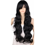 Long Curly Cosplay Wig Party Women Natrual Black 70 Cm High Temperature Synthetic Hair Wigs