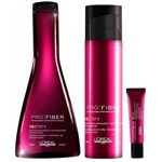 Loreal Pro Fiber Rectify Shampoo (250ml), Leave-in (75ml) Ampola Concentrate (15ml)