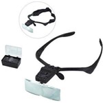 Ficha técnica e caractérísticas do produto Lupa de Cabeça Oculos com Iluminação Led Pala com Kit de 5 L - Bmax