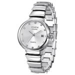 Ficha técnica e caractérísticas do produto Luxury Fashion Crystal Analog Quartz Stainless Steel Lady Women Date Wrist Watch