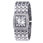 Ficha técnica e caractérísticas do produto Luxury Ladies Metal Quartz Stainless Belt Square Dial With Diamond Women Watches