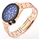 Ficha técnica e caractérísticas do produto Luxury Mens Black Dial Gold Stainless Steel Date Quartz Analog Sport Wrist Watch