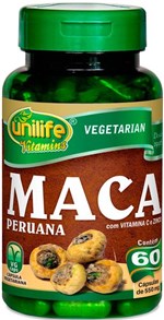 Ficha técnica e caractérísticas do produto Maca Peruana com Vitamina C e Zinco Unilife 60 Capsulas 550mg