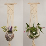 Ficha técnica e caractérísticas do produto Macrame Planta Hanger Interior Exterior Mão Knit Hanging Suspender Planter Basket Líquido De Algodão Rope
