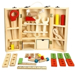 Ficha técnica e caractérísticas do produto Madeira Kids Tool Box conjunto de construção Brinquedos Brinquedos de madeira para crianças Pretend Play Ferramenta crianças Set Toy
